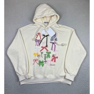 ELFRIC EDEN Hoodie Mens Large White Bow Graphic Pullover Fleece Sweatshirt